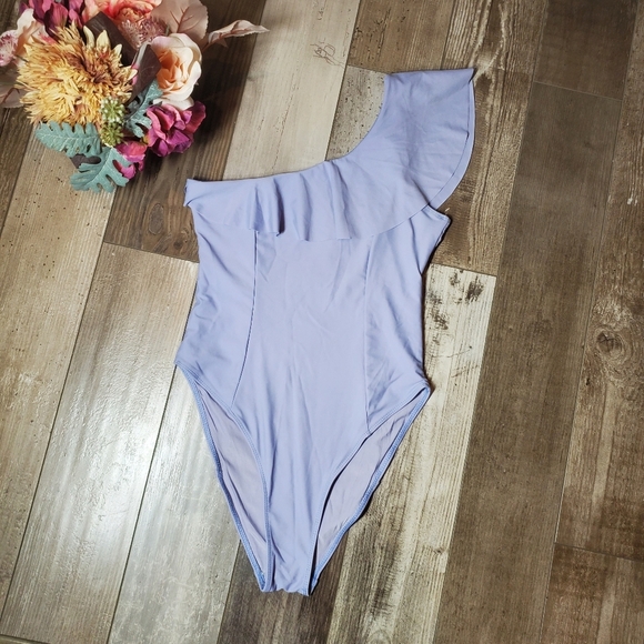 NWT Double Zero Women's Lavender Purple One Shoulder One Piece Bathing Suit - Picture 12 of 12